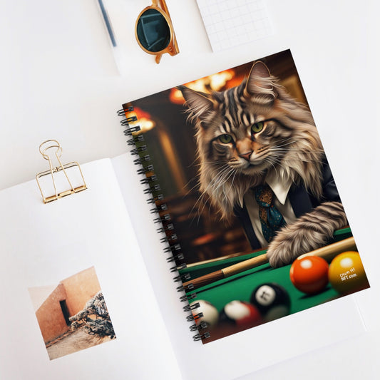 The Pool Shark Cat Profession NFT Art Spiral Notebook - Ruled Line