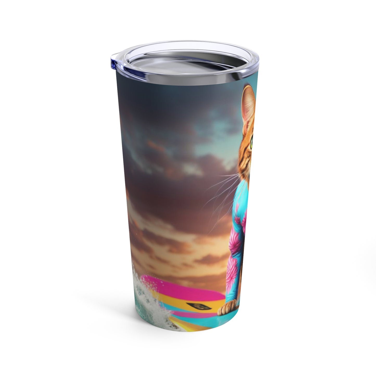 The Surf Instructor Cat Profession NFT Art Tumbler 20oz