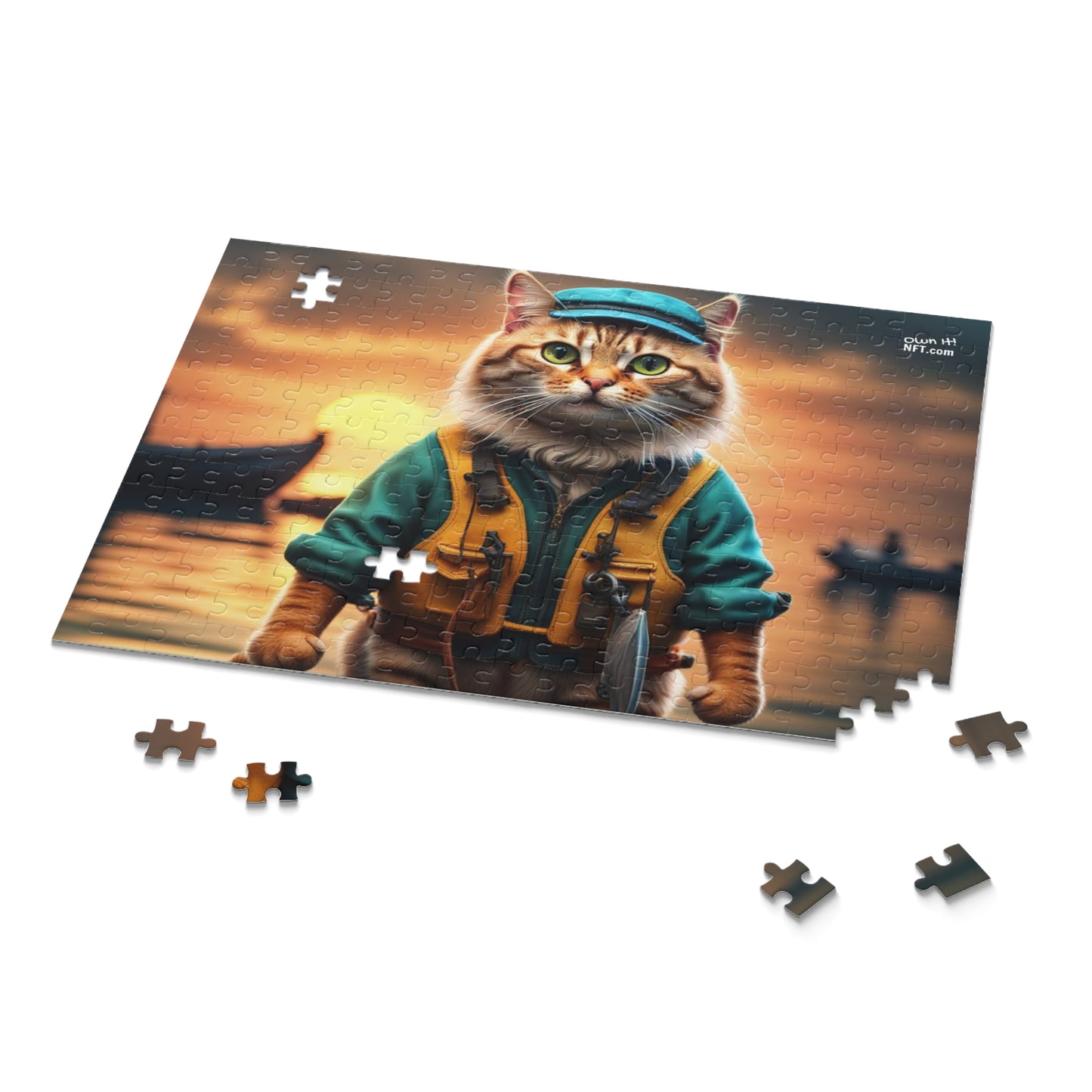 Fisherman Cat Profession NFT Art Collection Puzzle (120, 252, 500-Piece)